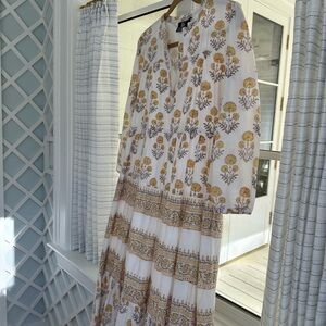 Floral Long Sleeve Dress - White and Yellow